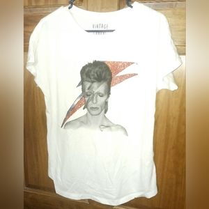 David Bowie Aladdin Sane Graphic Print T-Shirt Vintage Canvas Women's Small
